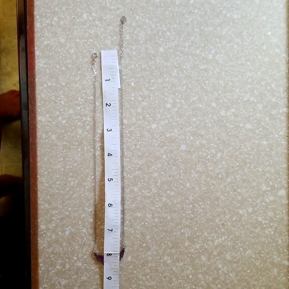 Sterling silver & dark pink stones create a lovely Angel Wings necklace! - Picture 4 of 5